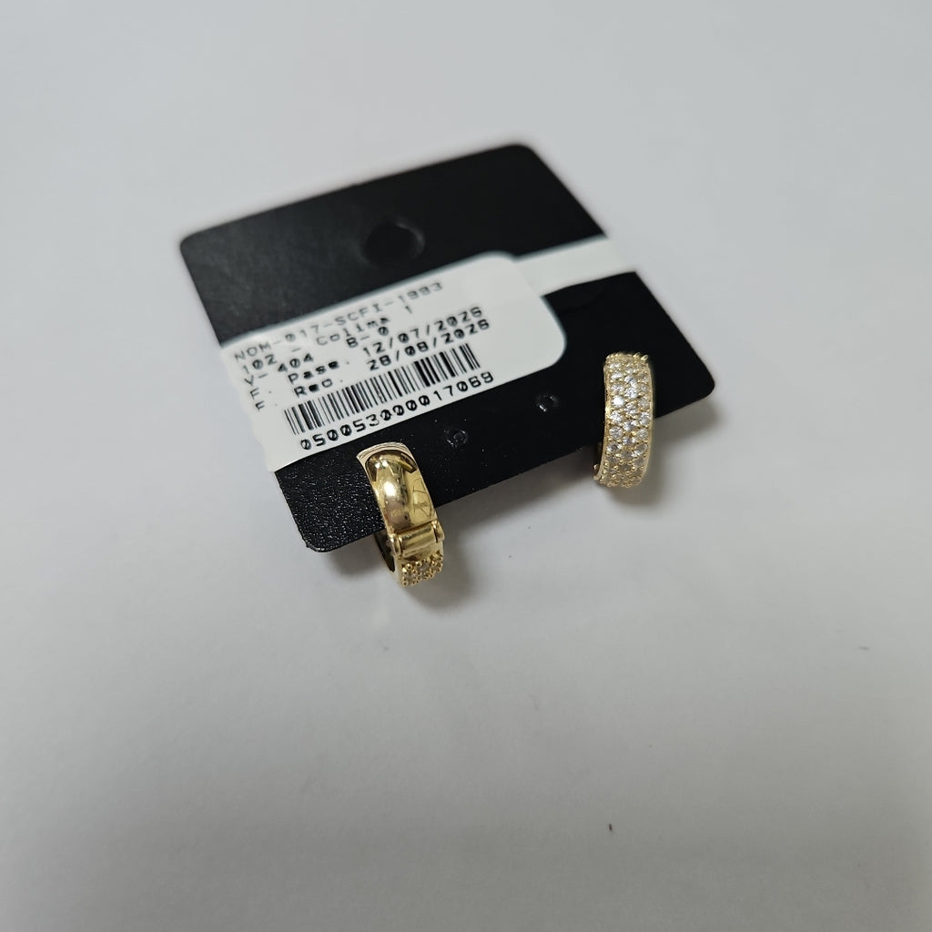 ARETES HUGGIE CON CIRCONIAS 14K 2.2 GR (NUEVO)