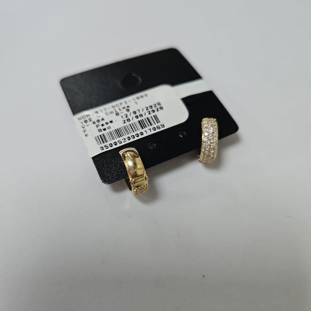 ARETES HUGGIE CON CIRCONIAS 14K 2.2 GR (NUEVO)