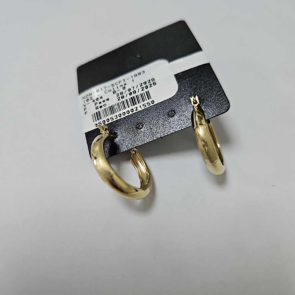 ARETES TEJIDO ARRACADA SATINADA 14K 2.5 GR (NUEVO)
