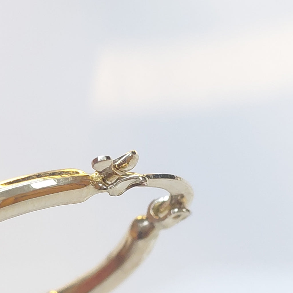 ARETES ARRACADAS HUECAS COMBINADAS 14K 2.5 GR (NUEVO)