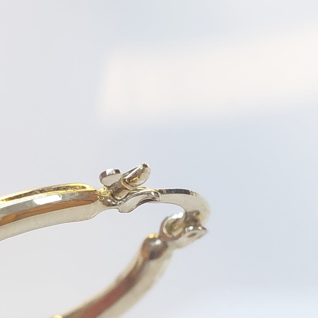 ARETES ARRACADAS HUECAS COMBINADAS 14K 2.5 GR (NUEVO)