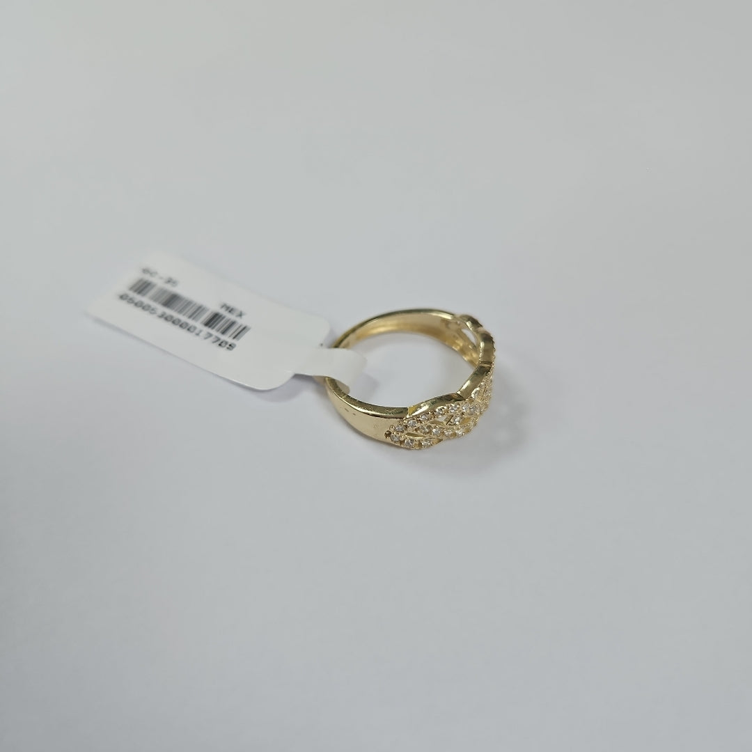 ANILLOS TRENZADO CON CIRCONIAS 14K TALLA 7 2.5 GR (NUEVO)