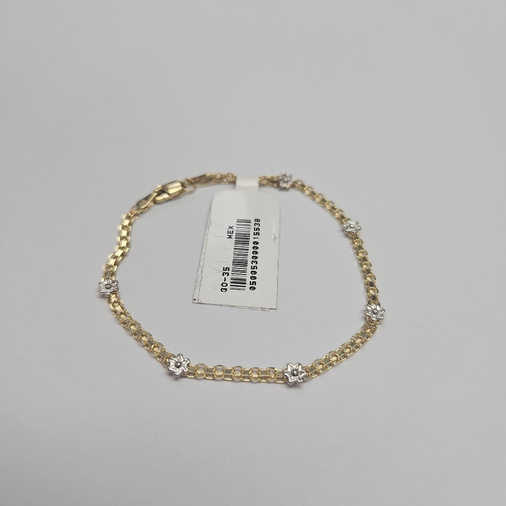 PULSERA ESPECIAL C FLORES 14K 18 CM 2.9 GR (NUEVO)