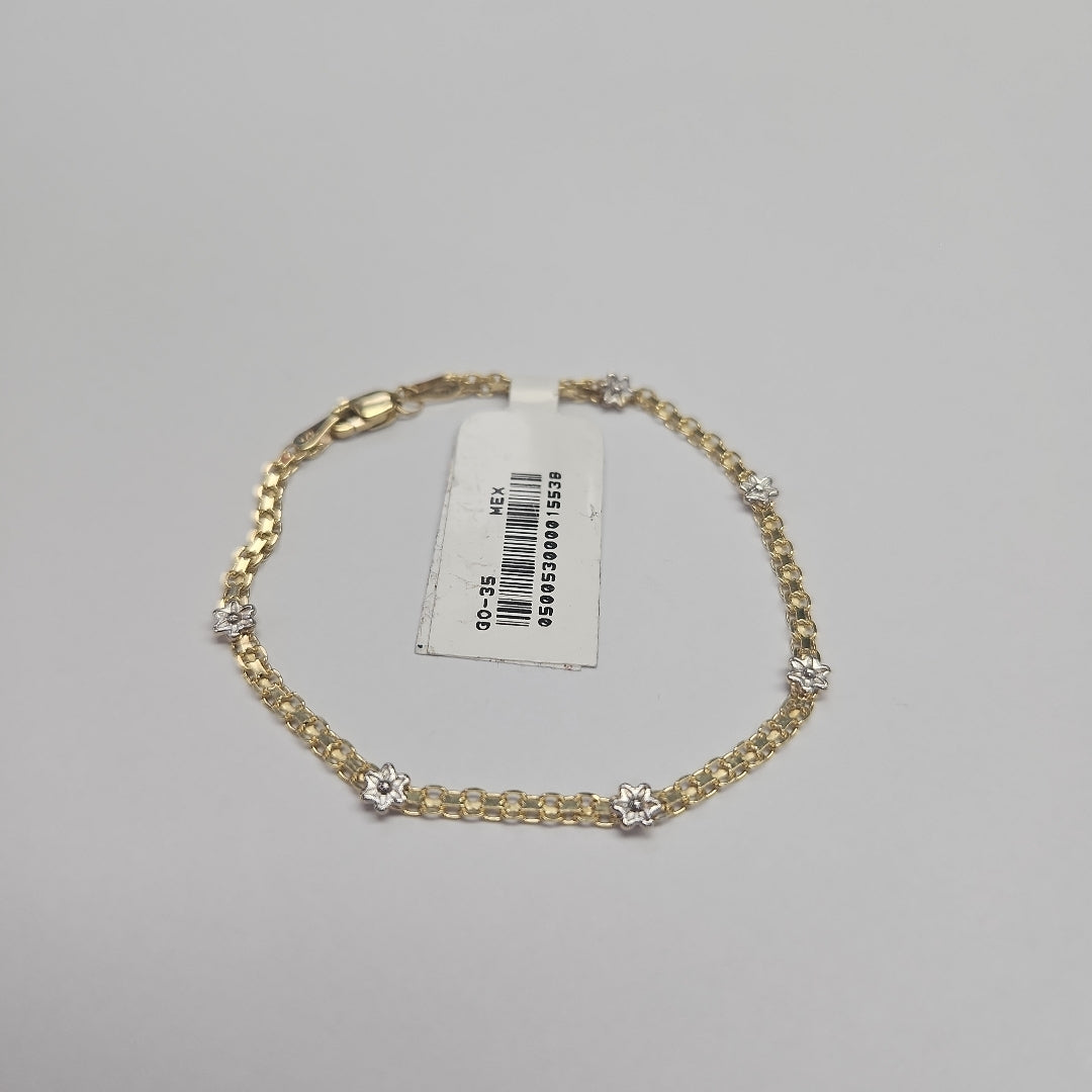 PULSERA ESPECIAL C FLORES 14K 18 CM 2.9 GR (NUEVO)