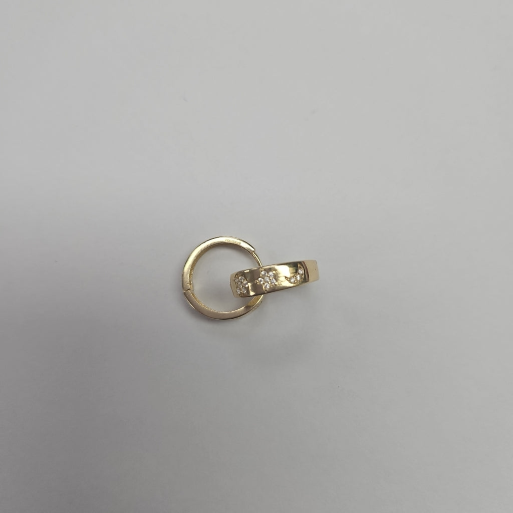 ARETES TEJIDO HUGGIES CON CIRCONIAS 14K 2.9 GR (NUEVO)