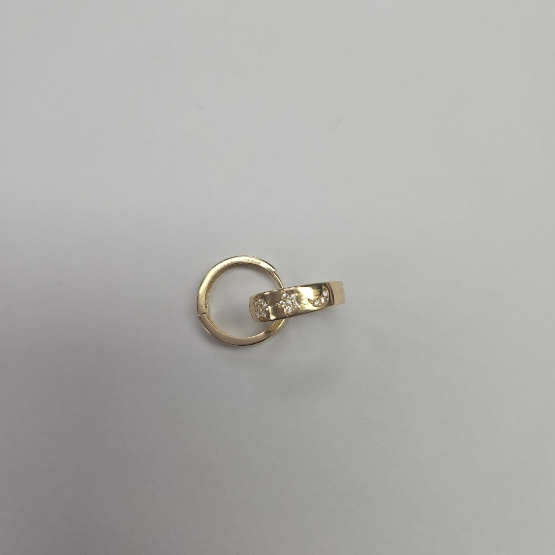 ARETES TEJIDO HUGGIES CON CIRCONIAS 14K 2.9 GR (NUEVO)