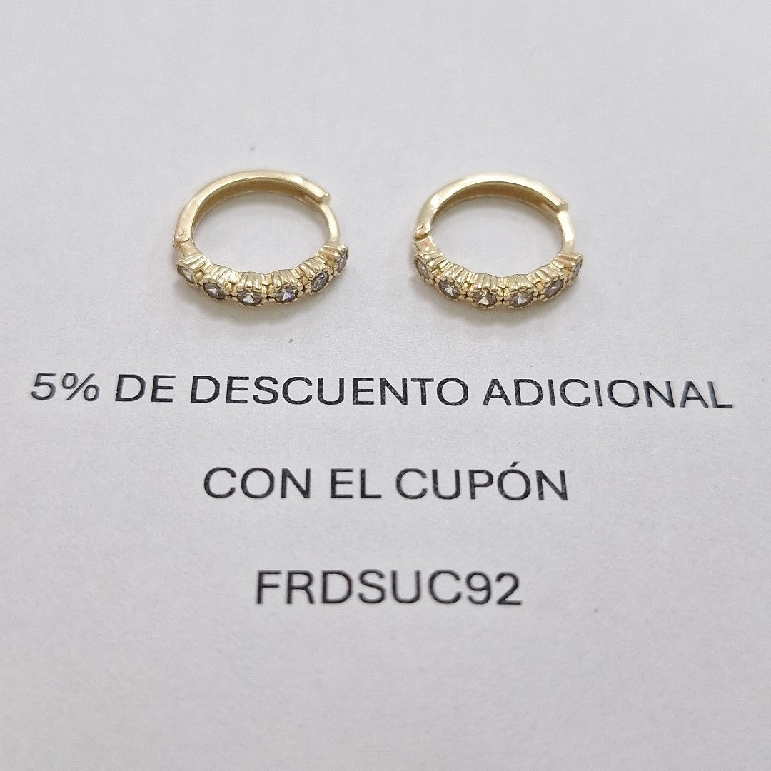 ARETES HUGGIES C CIRCONIAS 14K 2 GR (NUEVO)