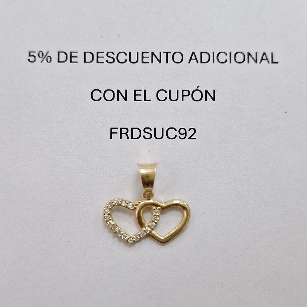 DIJE CORAZONES UNIDOS C CIRCONIAS 14K 0.9 GR (NUEVO)