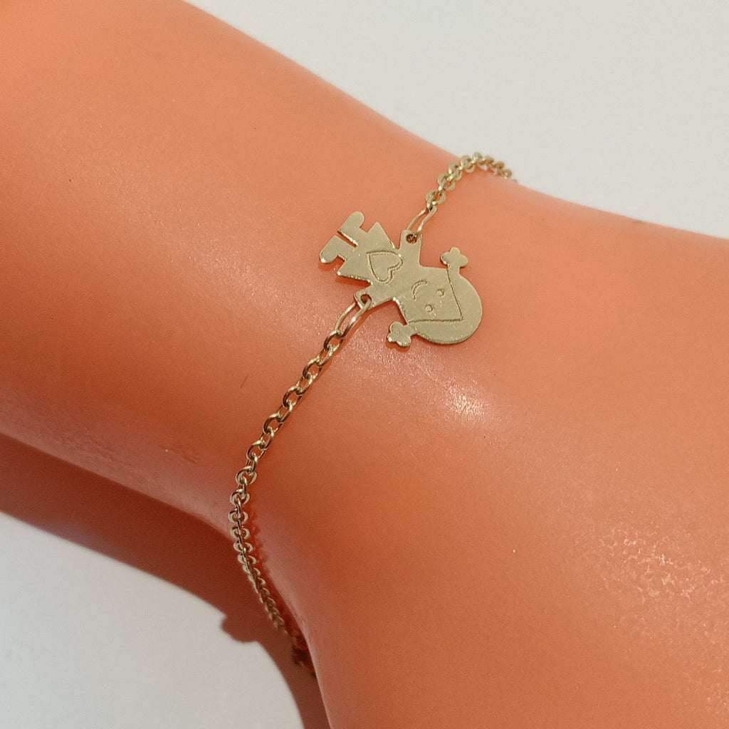 PULSERA ESP CON DIJE DE NIÑA 14K 18 CM 1.4 GR (NUEVO)