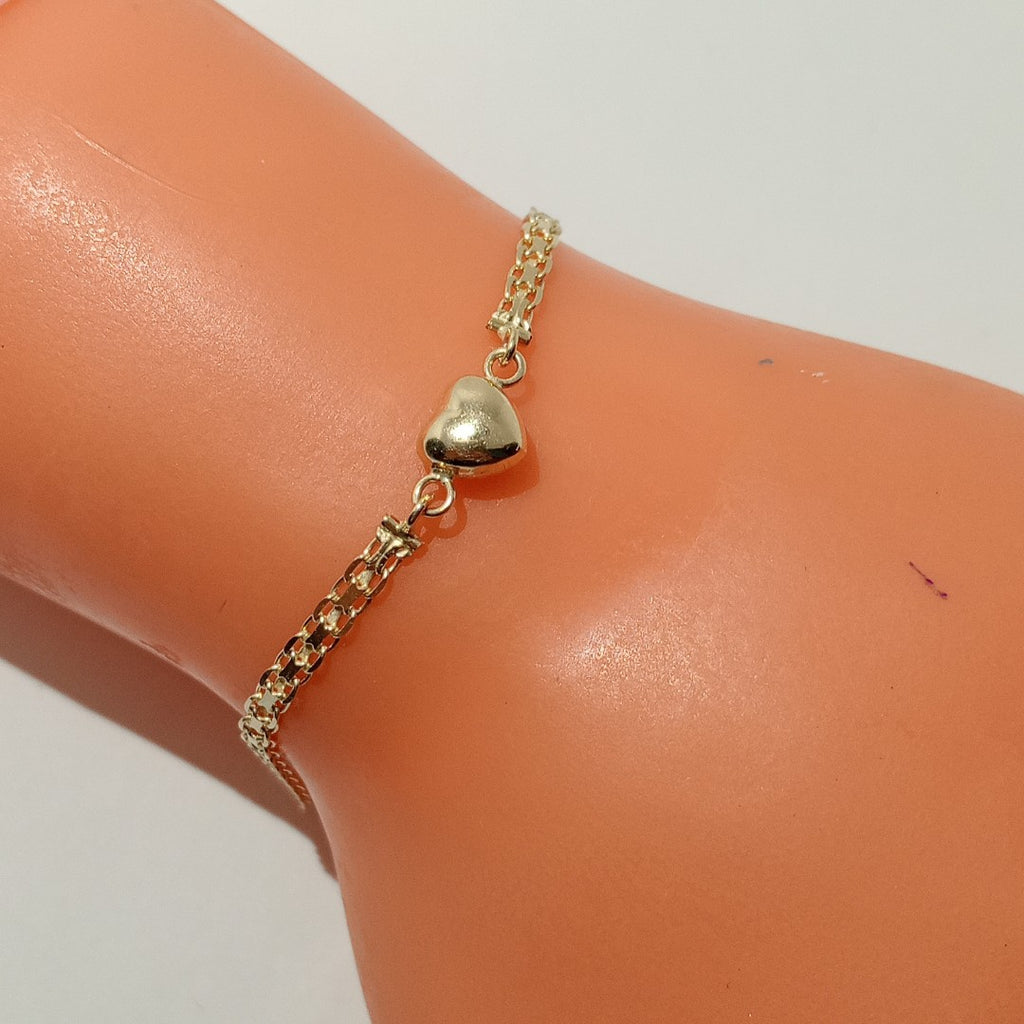 PULSERA ESPECIAL C CORAZON 14K 18 CM 2.6 GR (NUEVO)