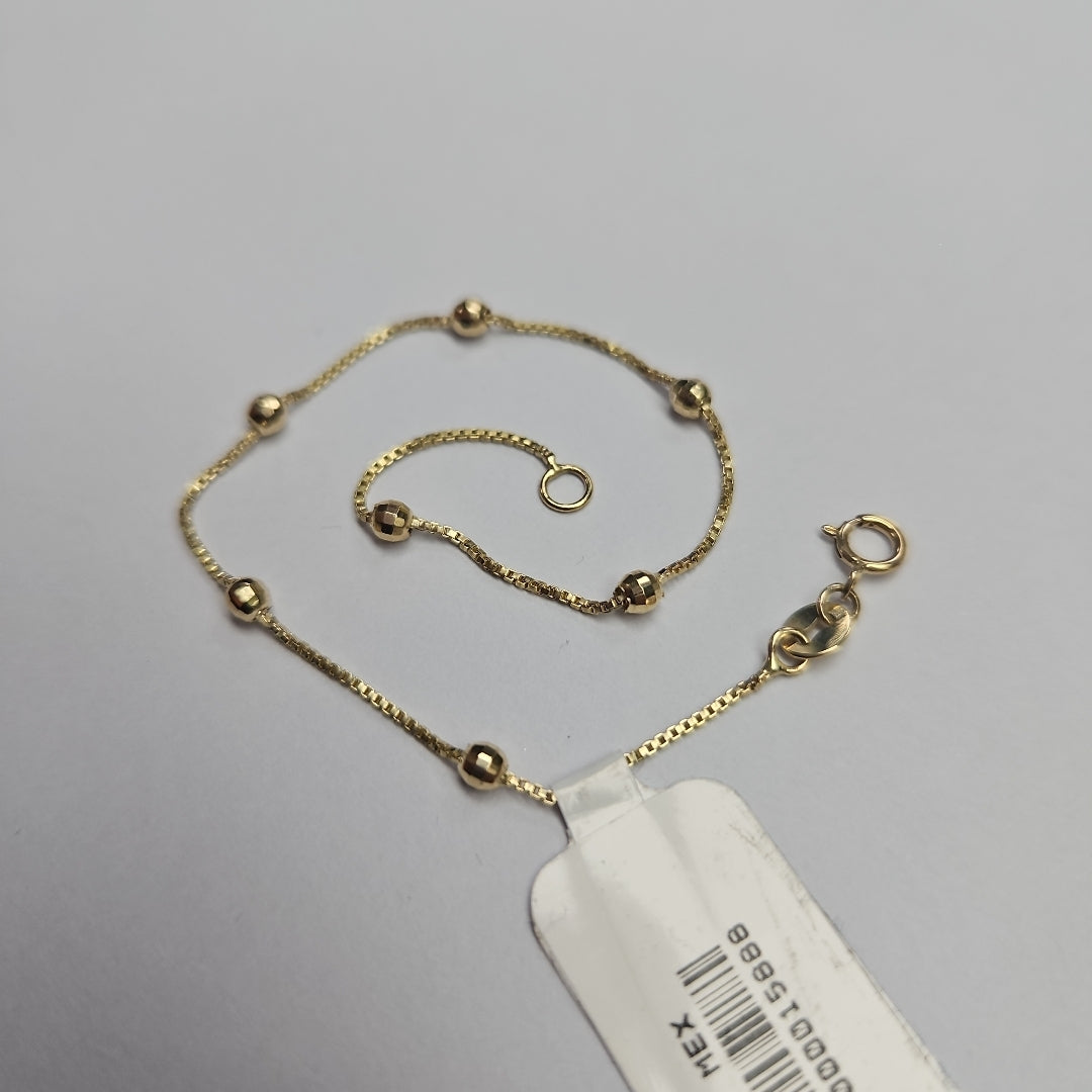 PULSERA ESPECIAL CON BOLITAS 14K 18 CM 1.4 GR (NUEVO)