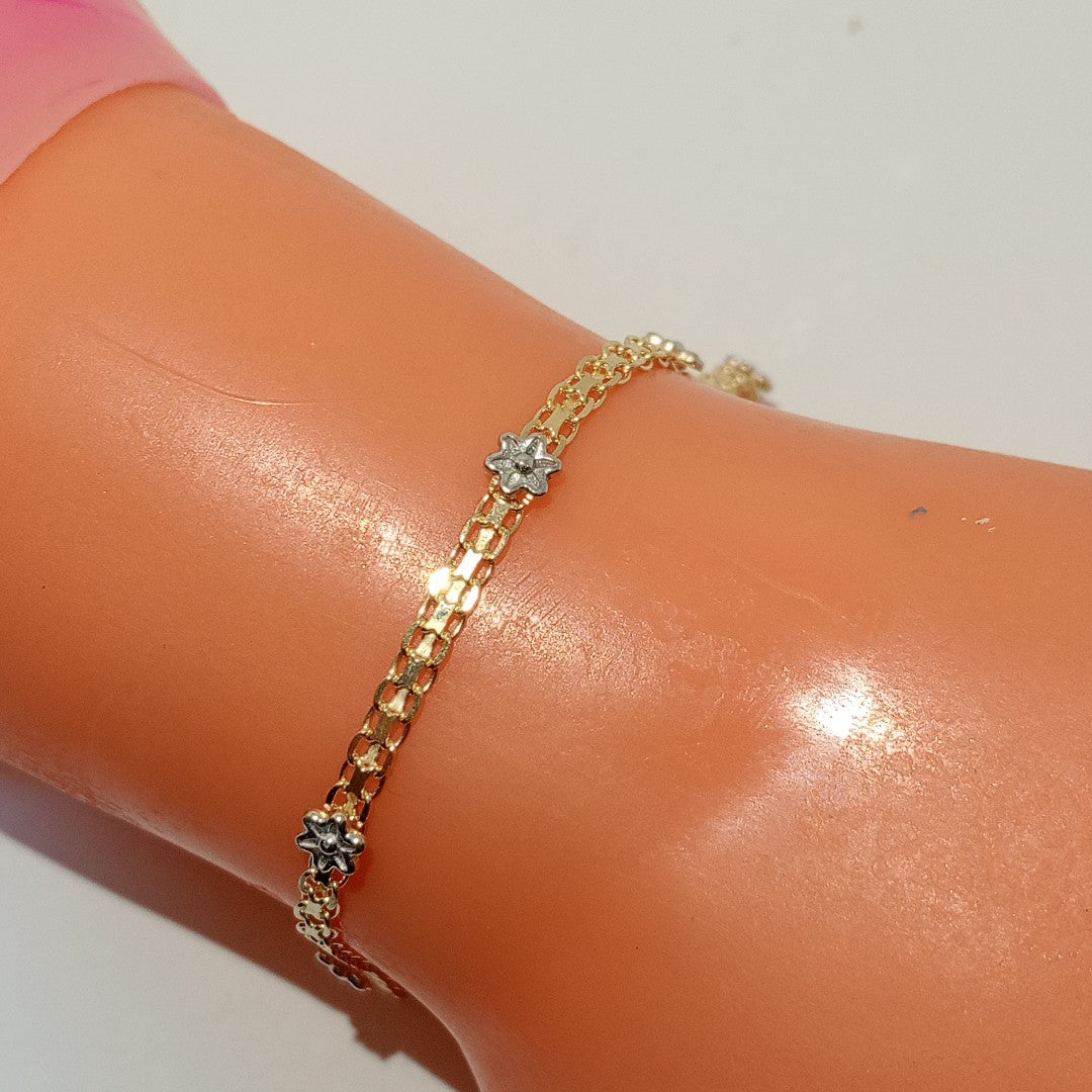 PULSERA ESPECIAL C FLORES 14K 18 CM 3 GR (NUEVO)