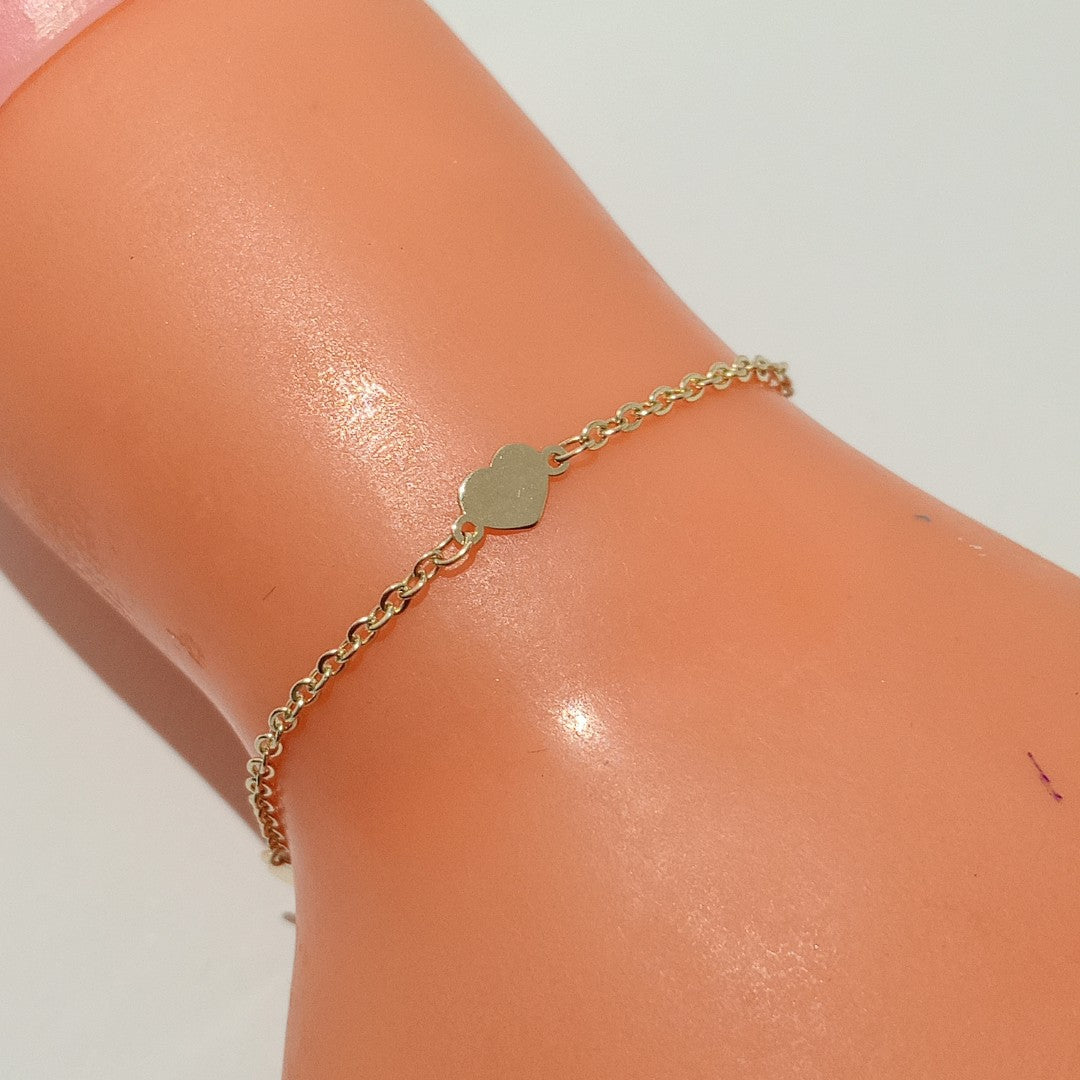 PULSERA TEJIDO ESPECIAL FIG CORAZONES 14K 18 CM 1.3 GR (NUEVO)
