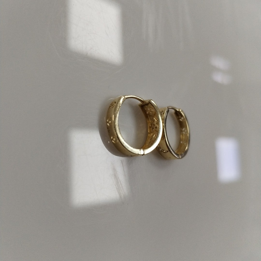 ARETES TEJIDO HUGGIES CON CIRCONIAS 14K 2.9 GR (NUEVO)