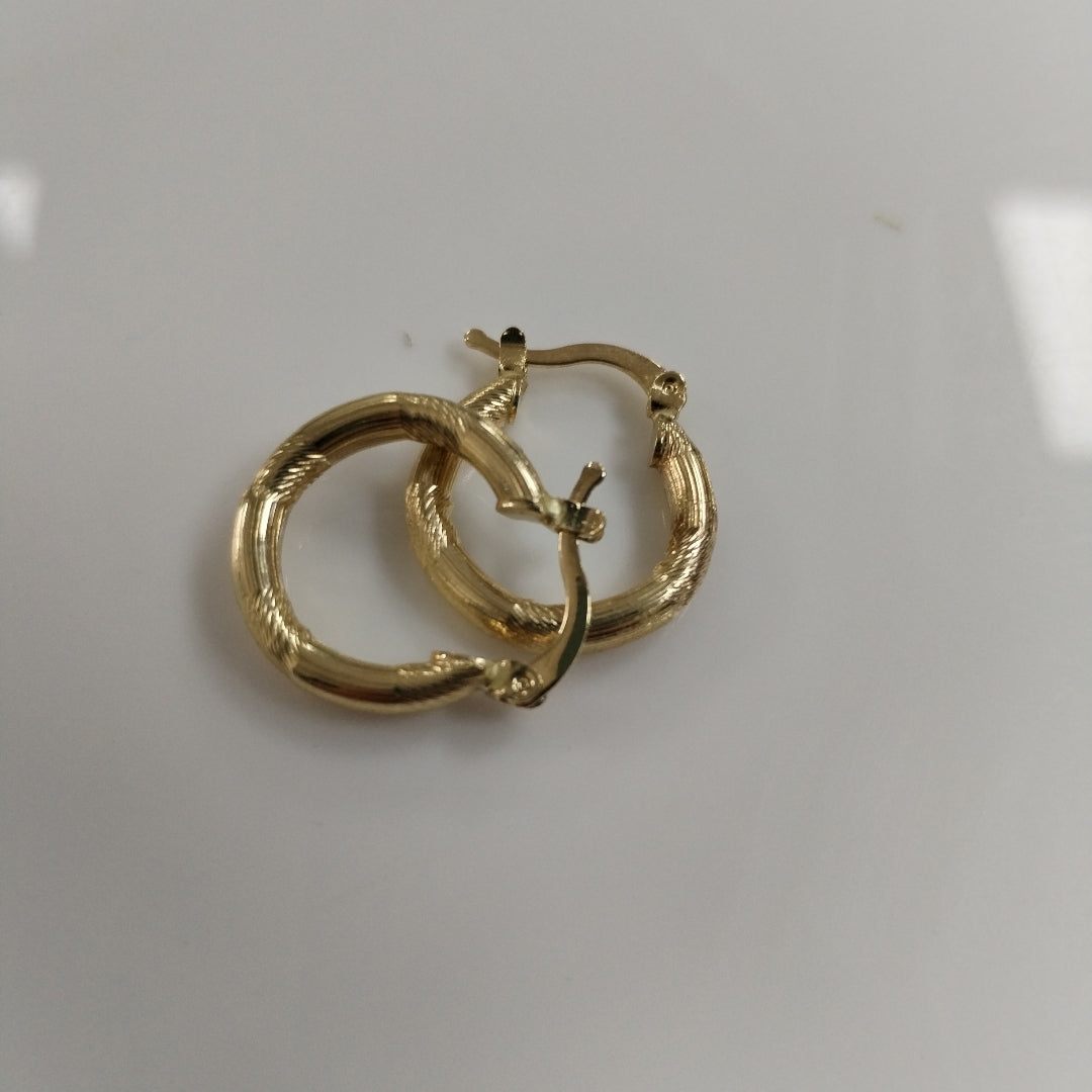 ARETES TEJIDO ARRACADAS CON DISEÑO 14K 2.6 GR (NUEVO)