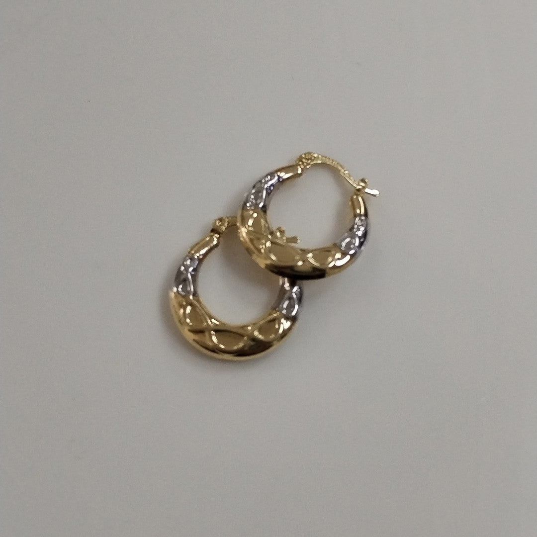 ARETES ARRACADAS COMBINADAS CON INFINITO 14K 2.3 GR (NUEVO)