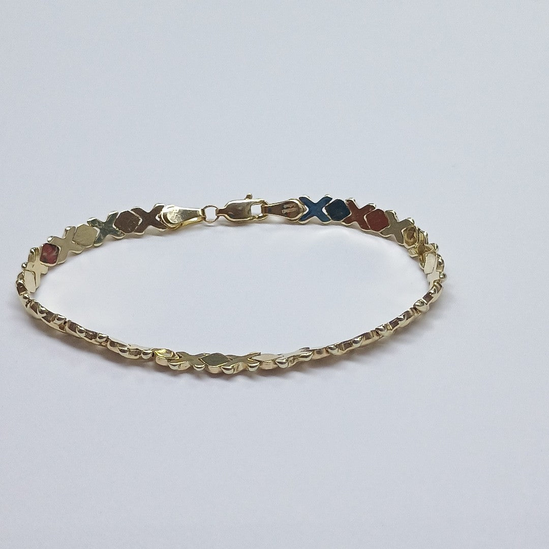 PULSERA ESPECIAL XOXO 14K 18 CM 6.1 GR (NUEVO)
