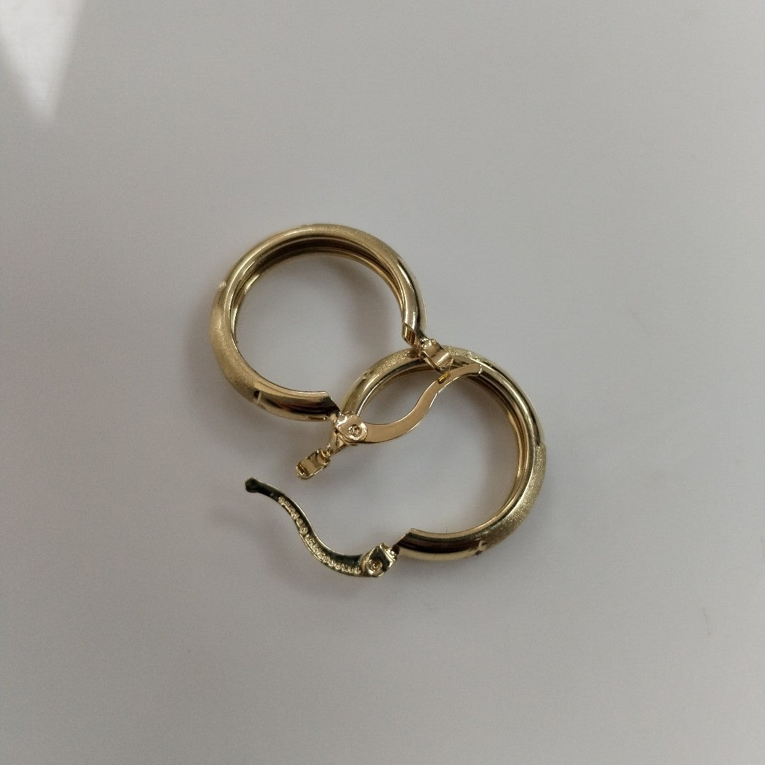 ARETES TEJIDO ARRACADA SATINADA 14K 2.5 GR (NUEVO)