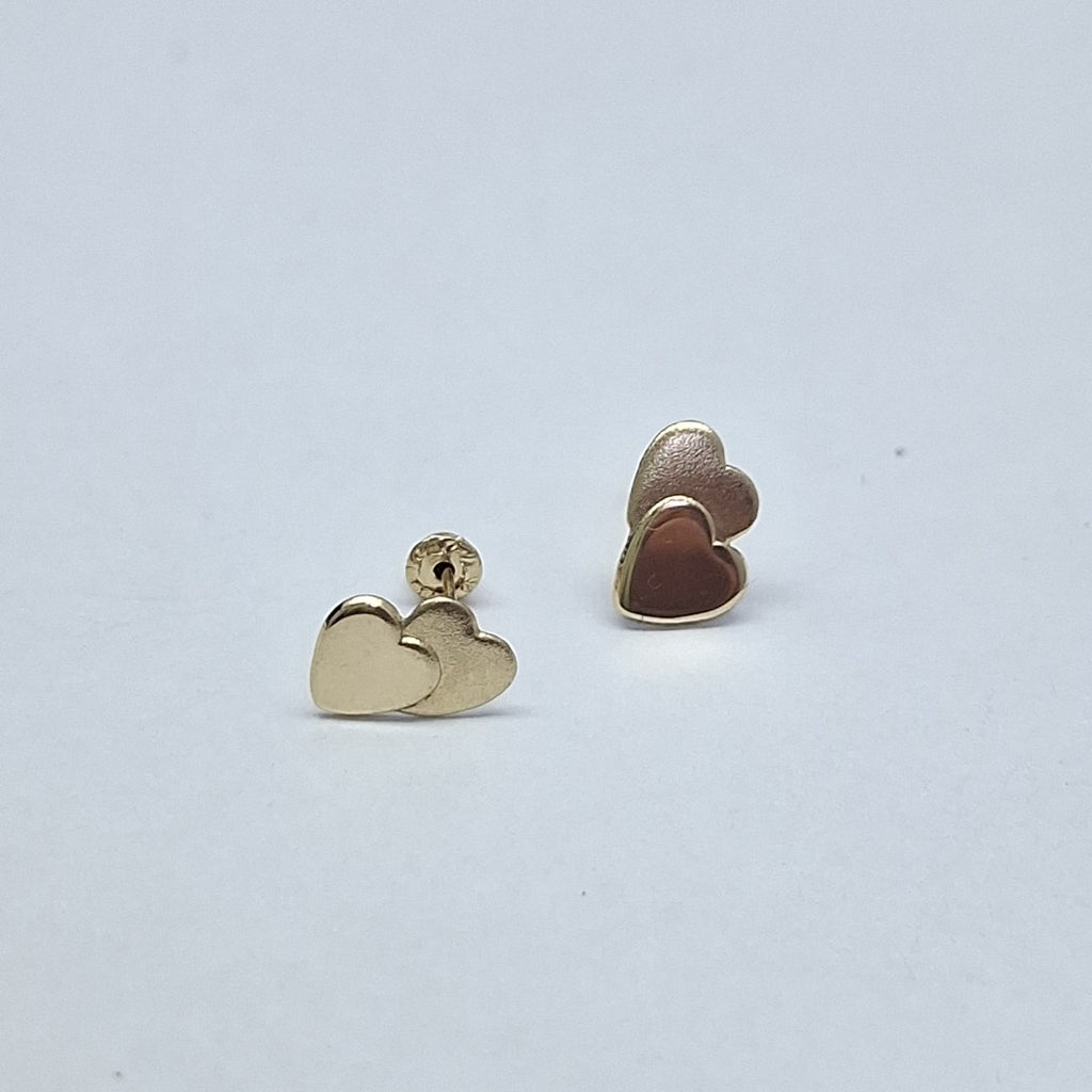 BROQUELES BROQUEL CORAZON DOBLE 14K 0.2171 GR (NUEVO)