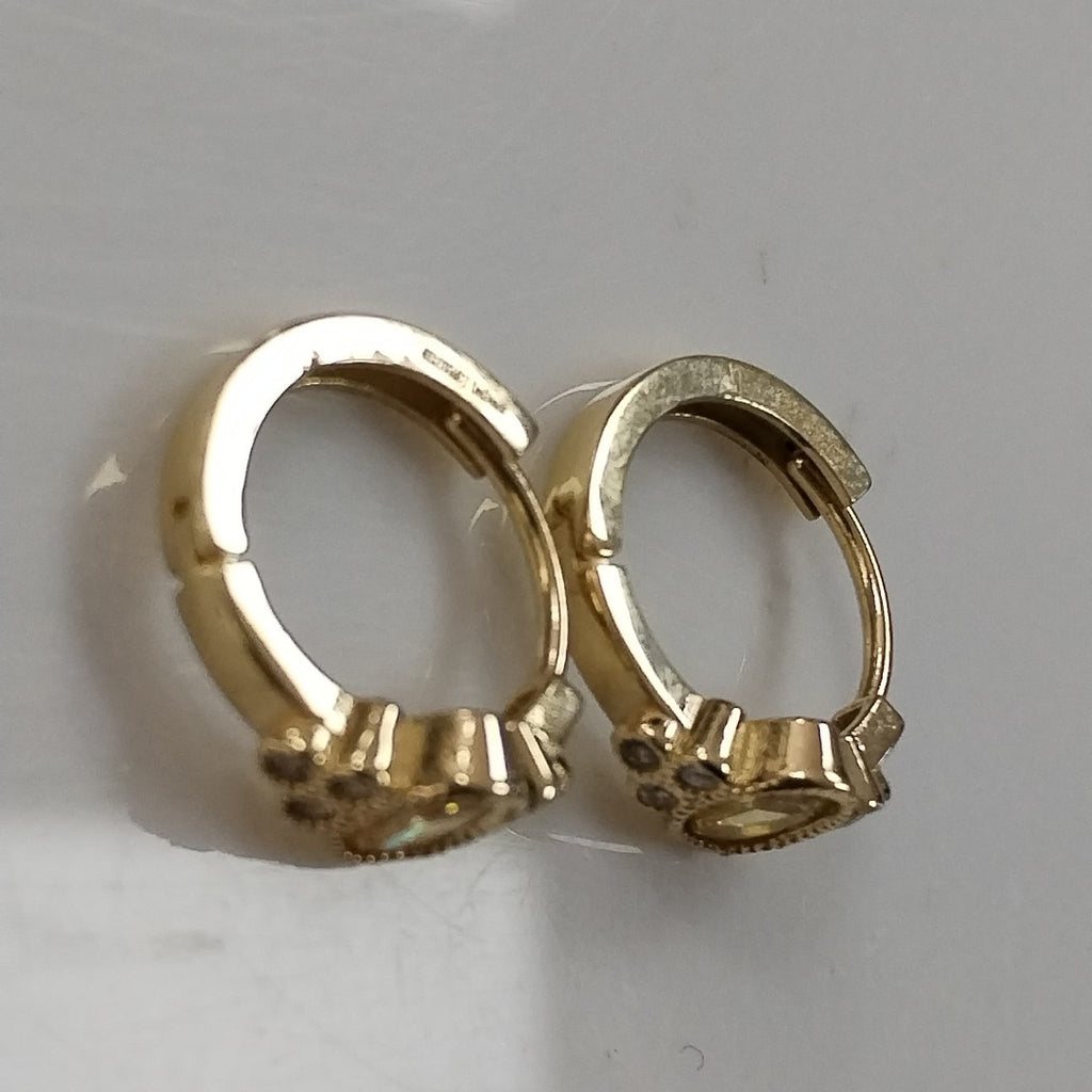 ARETES ARRACADAS CON CIRCONIAS Y PDRAS COL 14K 3.3 GR (NUEVO)