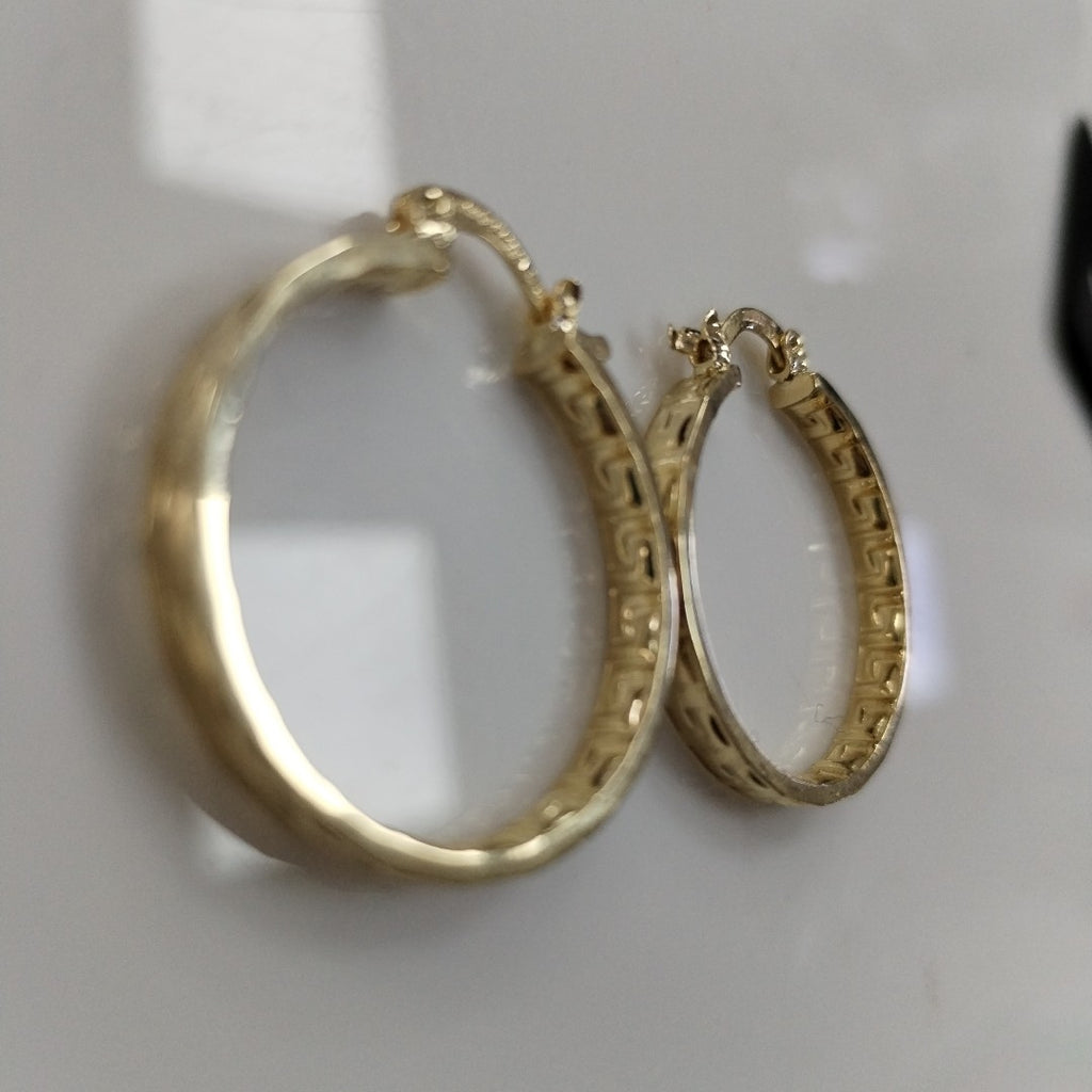 ARETES TEJIDO ARRACADA CON GRECAS 14K 2.8 GR (NUEVO)