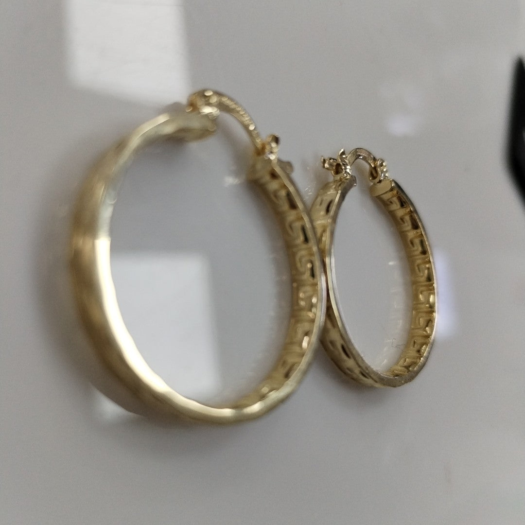 ARETES TEJIDO ARRACADA CON GRECAS 14K 2.8 GR (NUEVO)