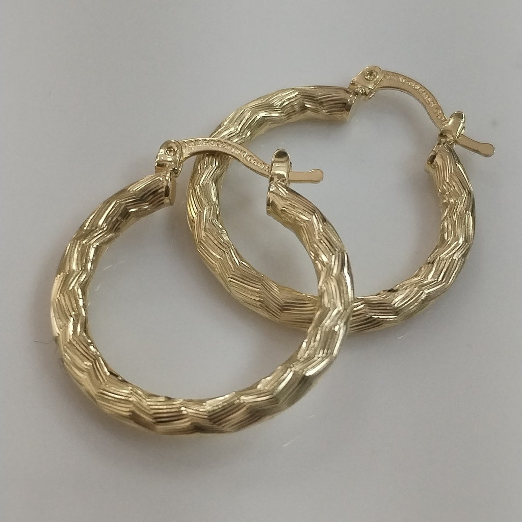 ARETES TEJIDO ARRACADA LABRADA 14K 2.7 GR (NUEVO)