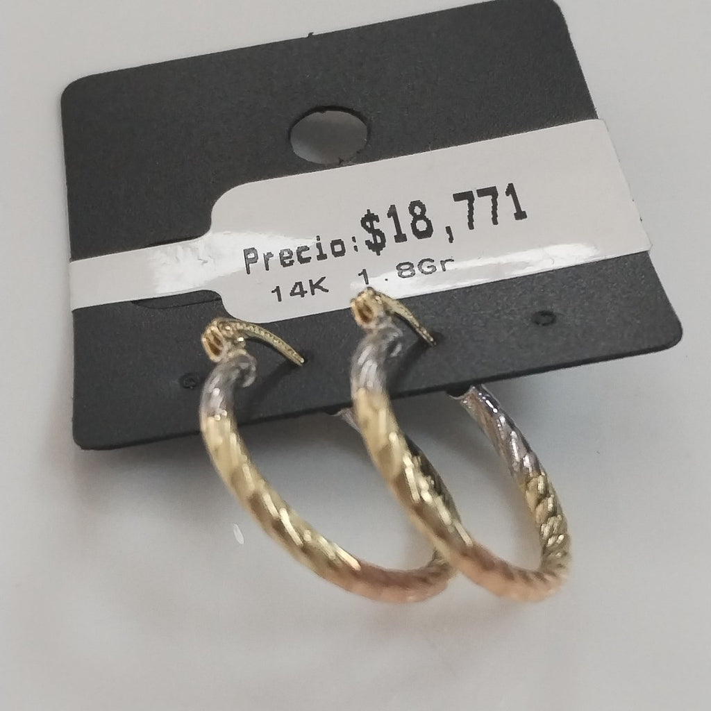 ARETES TEJIDO ARRACADAS TZL COMBINADAS 14K 1.8 GR (NUEVO)