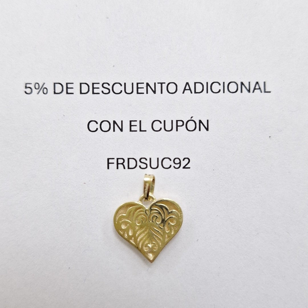 DIJE TEJIDO CORAZON LABRADO COMBINADO 14K 1.2 GR (NUEVO)