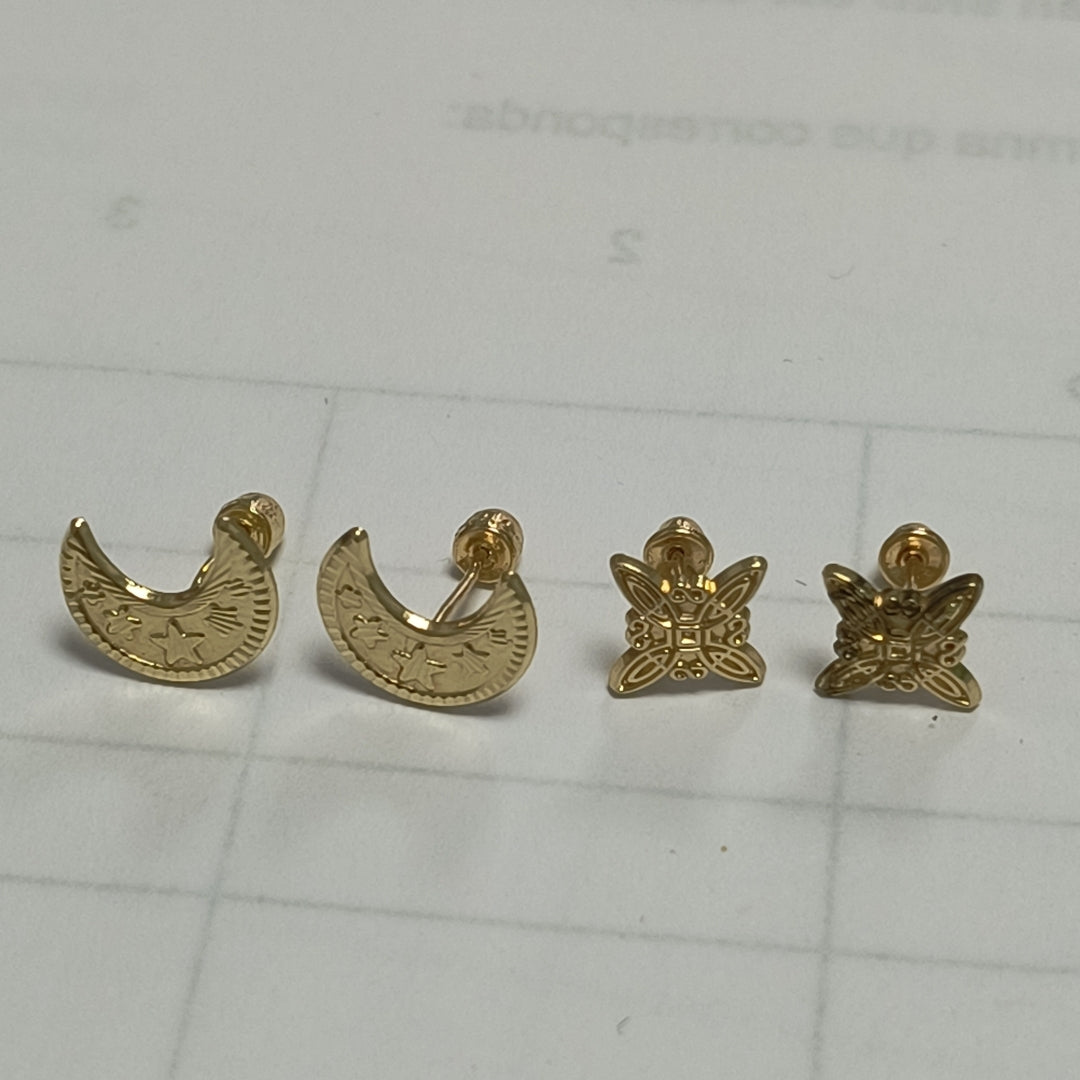 BROQUELES PAR ORO 14 K 0,60 GRMS (SEMINUEVO)