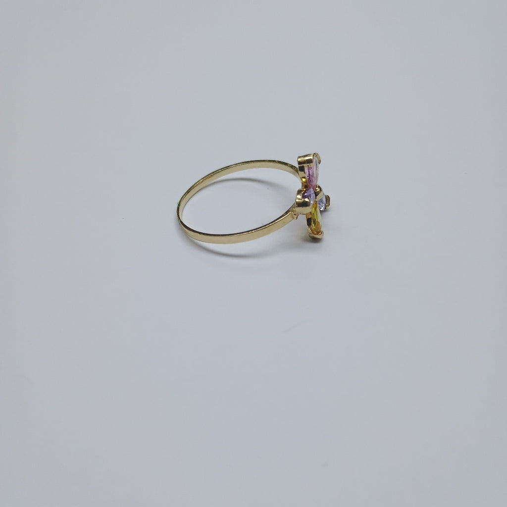 ANILLOS FLOR CON PIEDRAS DE COLOR 14K TALLA 7 1.4 GR (NUEVO)
