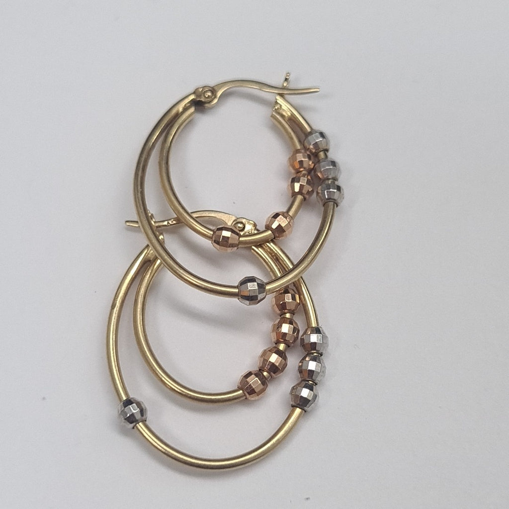ARRACADAS PAR ORO, ORO COMBINADO 14 K 3.2 GRMS (SEMINUEVO)