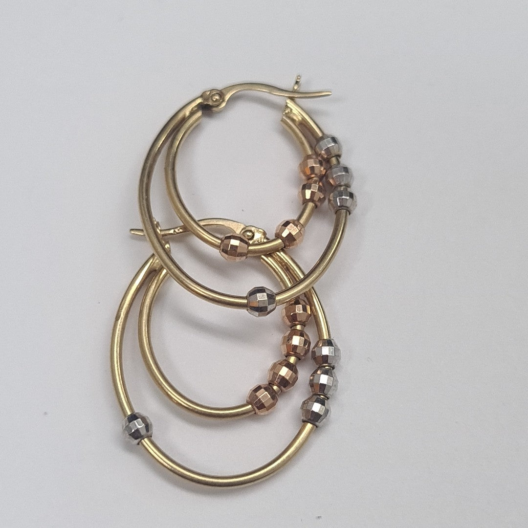 ARRACADAS PAR ORO, ORO COMBINADO 14 K 3.2 GRMS (SEMINUEVO)