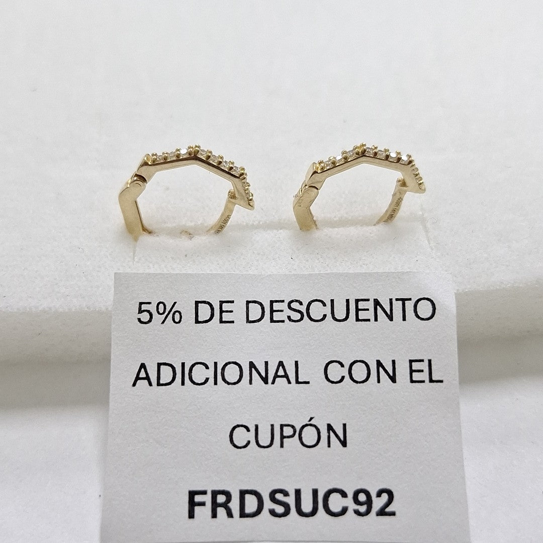 ARETES HUGIES C CIRCONIAS 14K 1.5 GR (NUEVO)