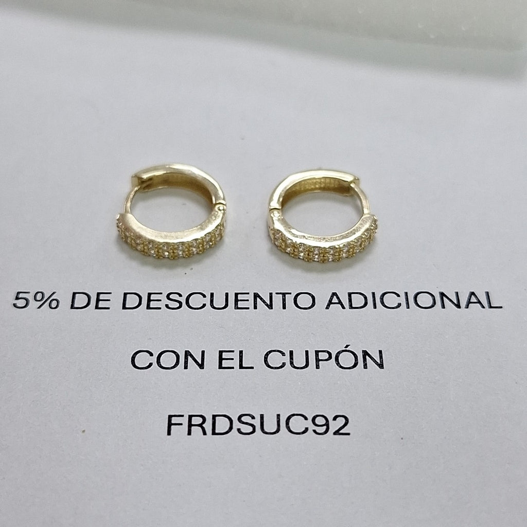 ARETES HUGGIES C CIRCONIAS 14K 1.8 GR (NUEVO)