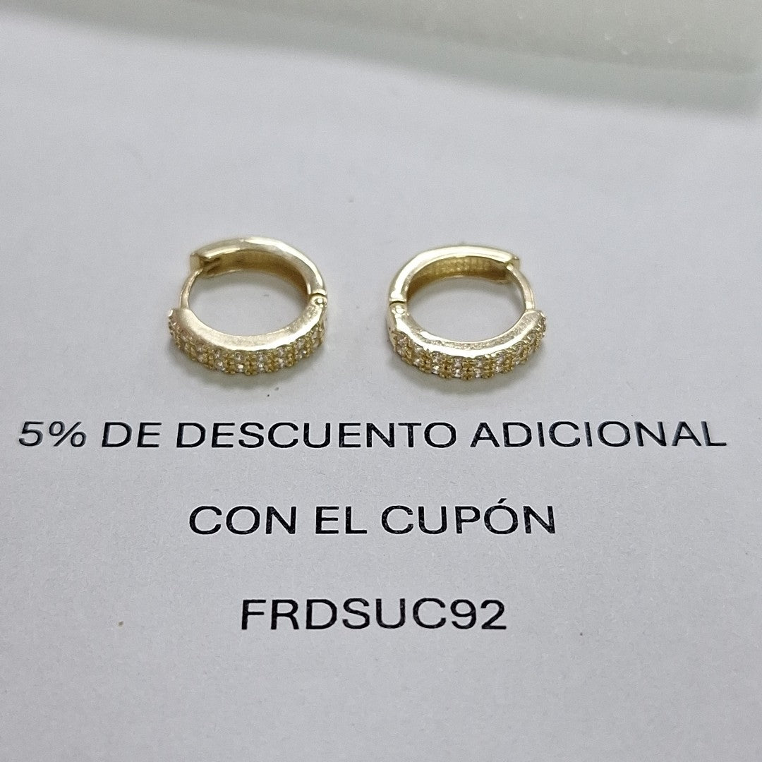 ARETES HUGGIES C CIRCONIAS 14K 1.8 GR (NUEVO)