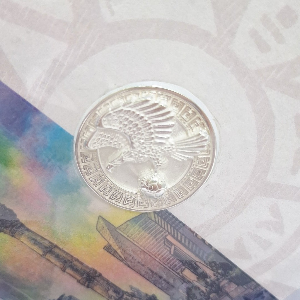 MEDALLA CONMEMORATIVA FRD FÚTBOL MOTIVO ÁGUILA PLATA .925 8.9 GR (NUEVO)