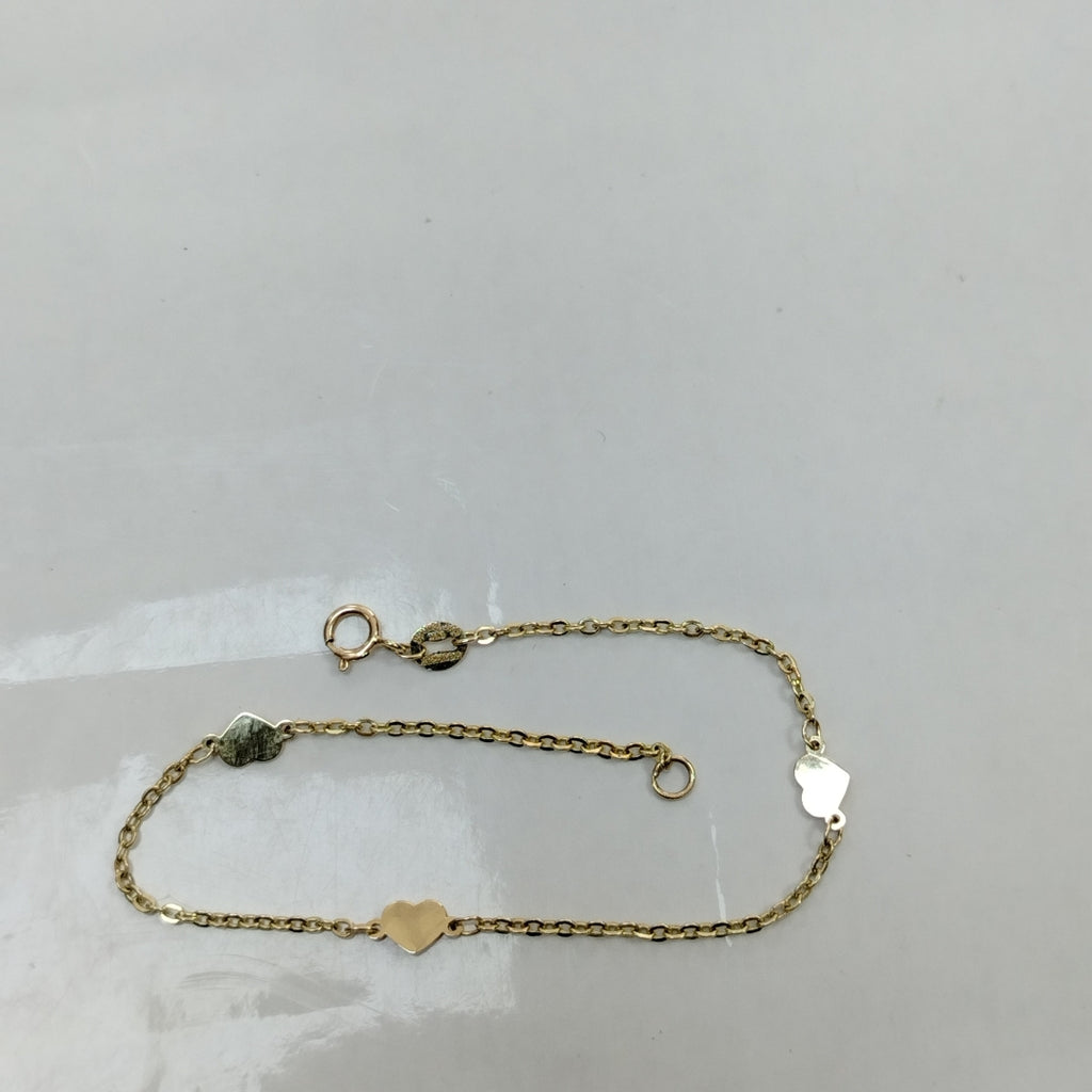 PULSERA ESPECIAL CON CORAZONES 14K 18 CM 1.4 GR (NUEVO)
