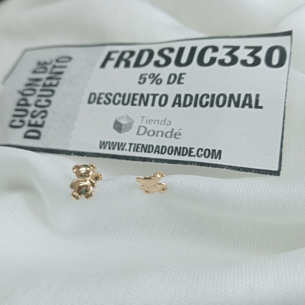 BROQUELES BROQUEL FIG OSO 14K 0.2592 GR (NUEVO)