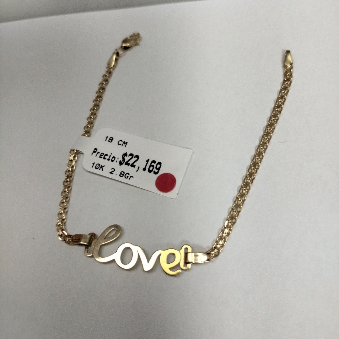 PULSERA ESCLAVA GRABADA LOVE 10K 18 CM 2.8 GR (NUEVO)