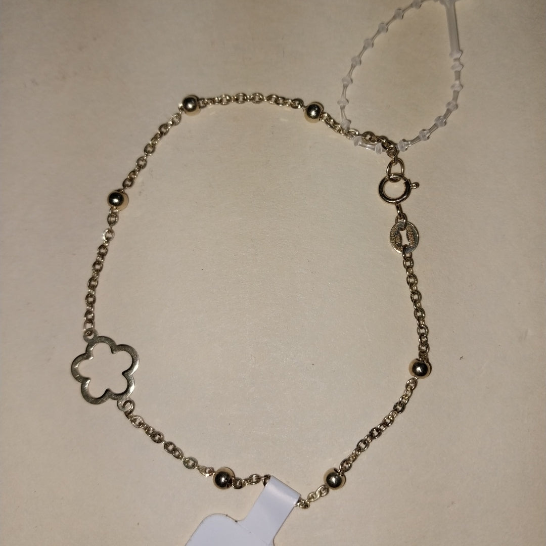 PULSERA TEJIDO ESPECIAL CON FLOR 14K 18 CM 1.6 GR (NUEVO)