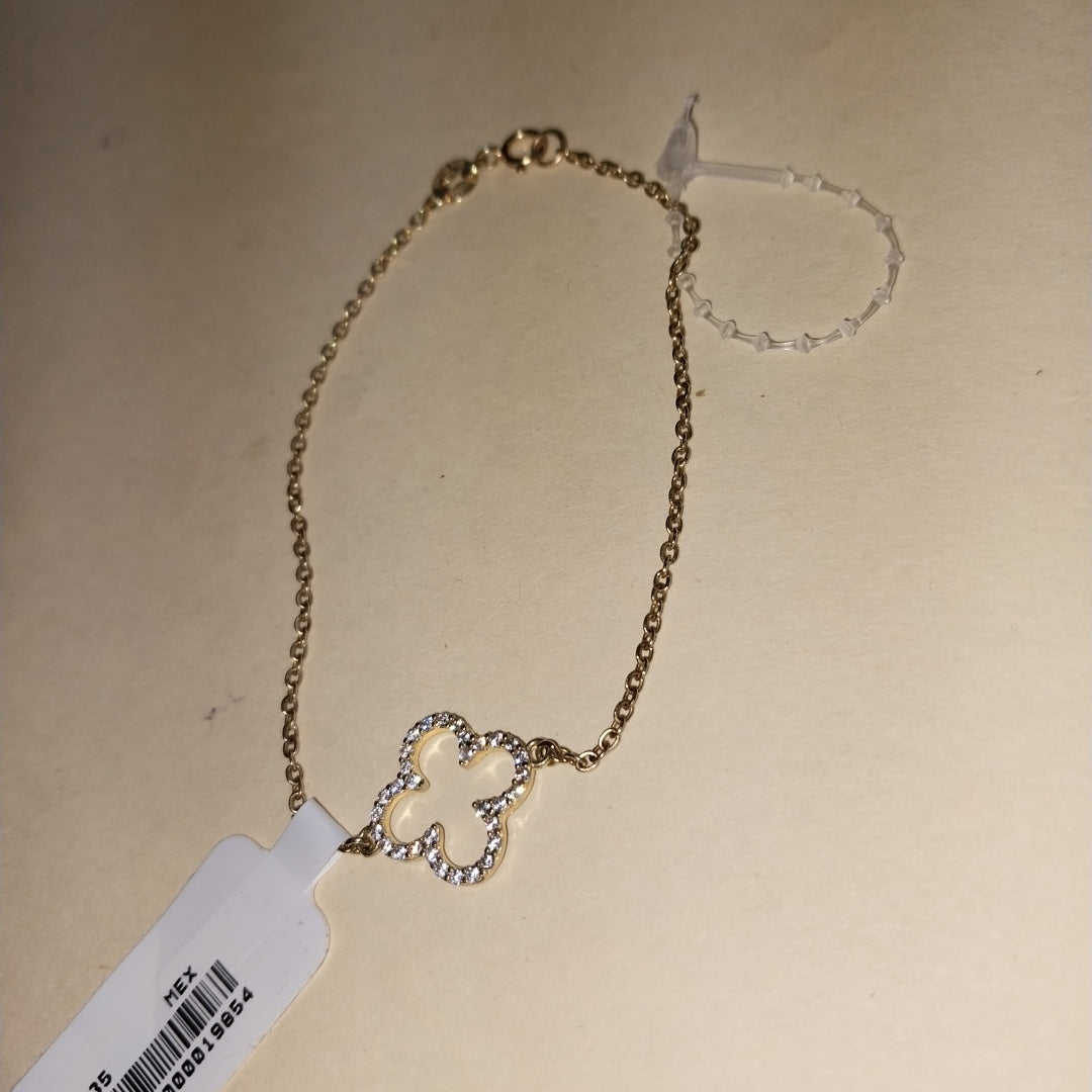 PULSERA TEJIDO ESPECIAL C CIRCONIAS 14K 18 CM 1.8 GR (NUEVO)