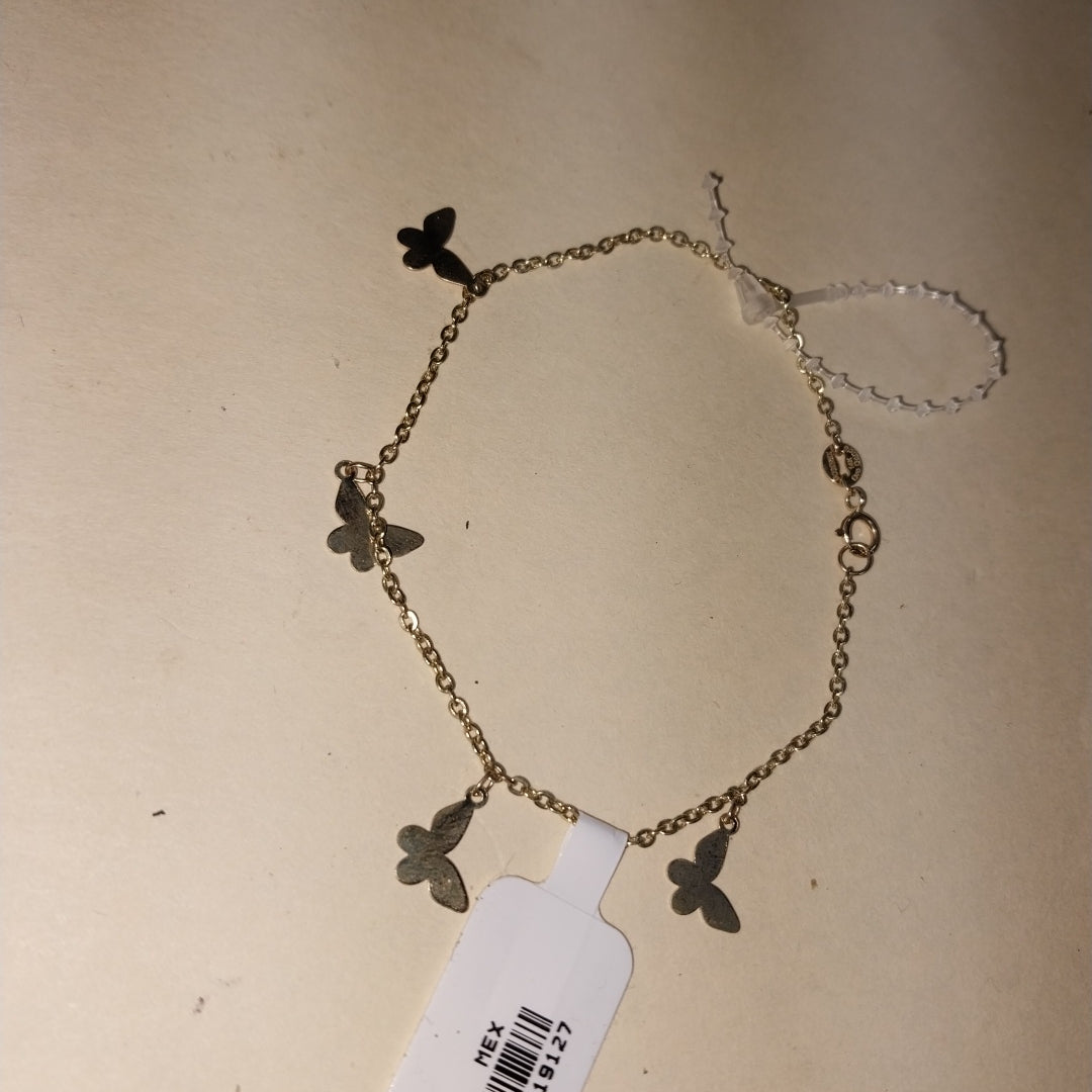 PULSERA ESPECIAL CON MARIPOSAS 14K 18 CM 1.9 GR (NUEVO)