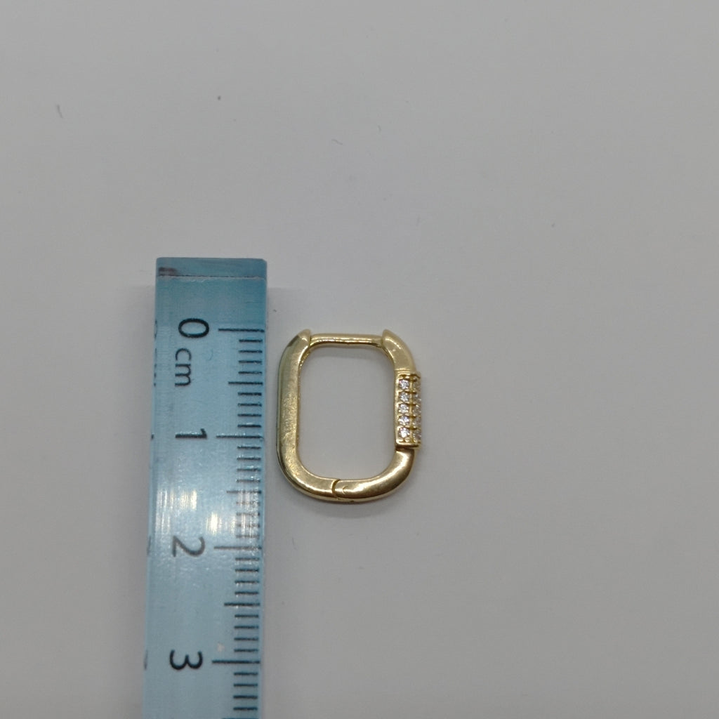 ARETES HUGGIES OVALADA C CIRCONIAS 14K 2.3 GR (NUEVO)