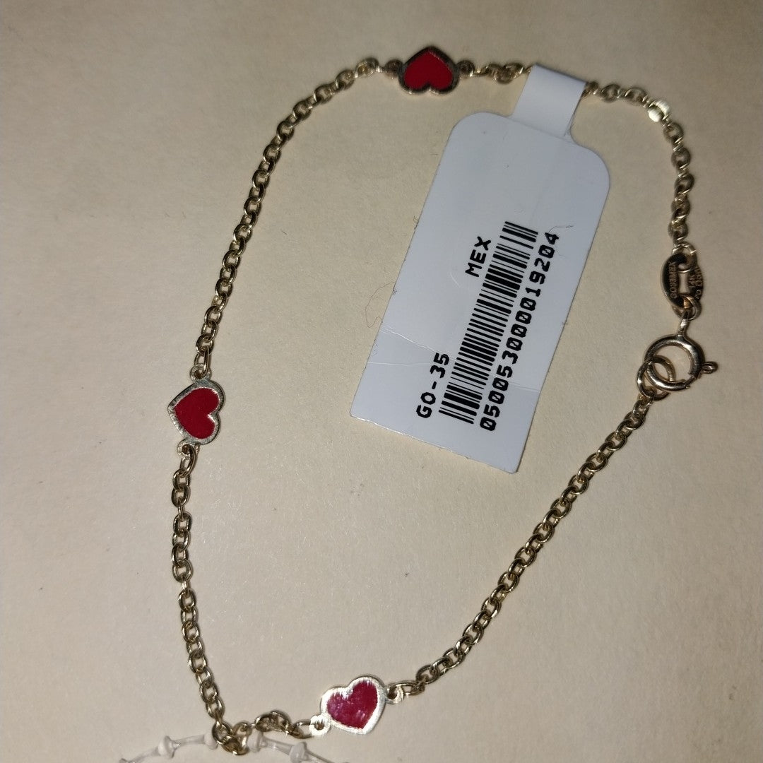 PULSERA ESPECIAL CON CORAZONES 14K 18 CM 1.4 GR (NUEVO)