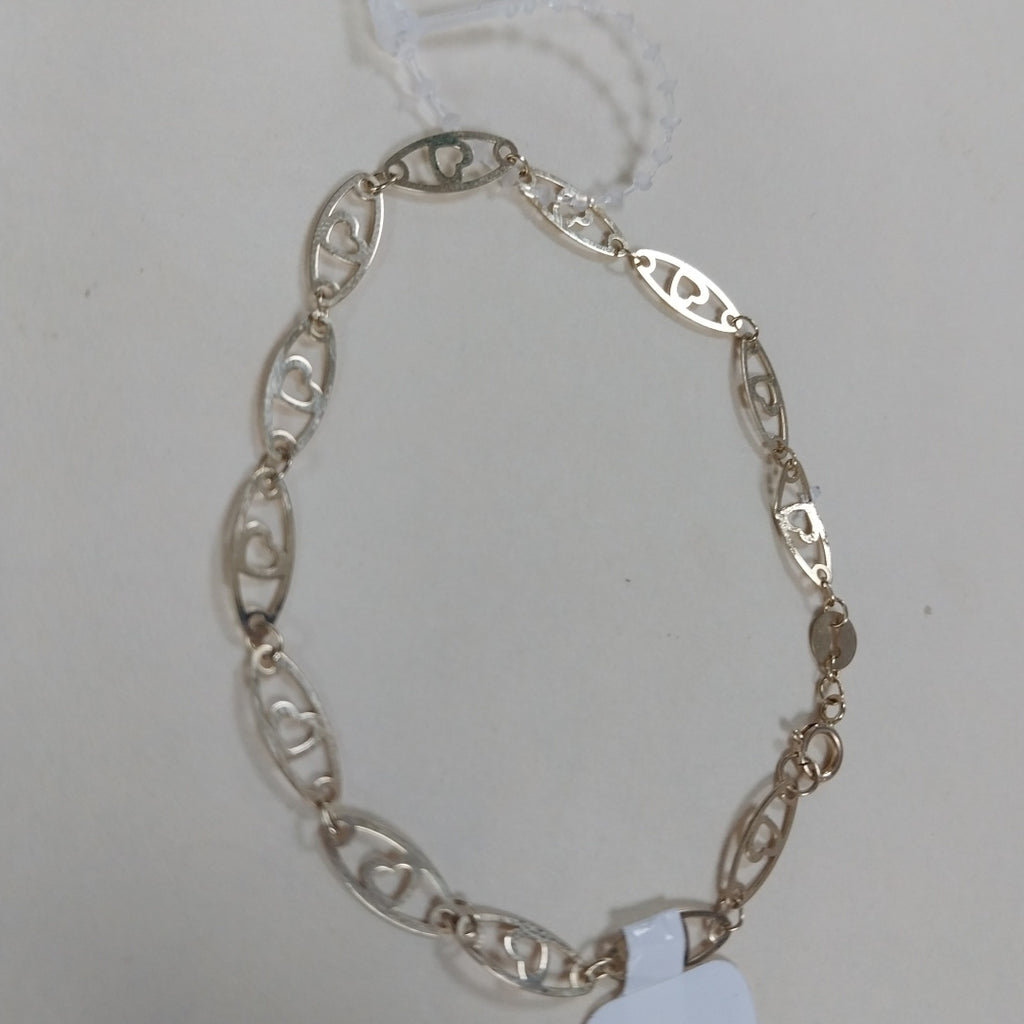 PULSERA TEJIDO ESPECIAL CON CORAZON 14K 18 CM 1.3 GR (NUEVO)