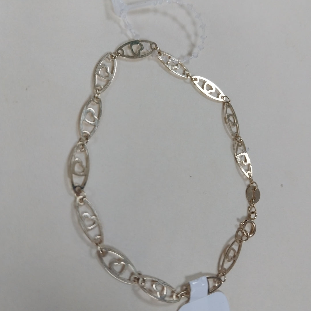 PULSERA TEJIDO ESPECIAL CON CORAZON 14K 18 CM 1.3 GR (NUEVO)