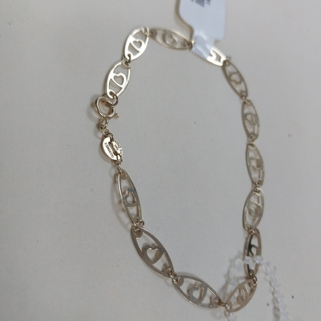 PULSERA TEJIDO ESPECIAL CON CORAZON 14K 18 CM 1.3 GR (NUEVO)