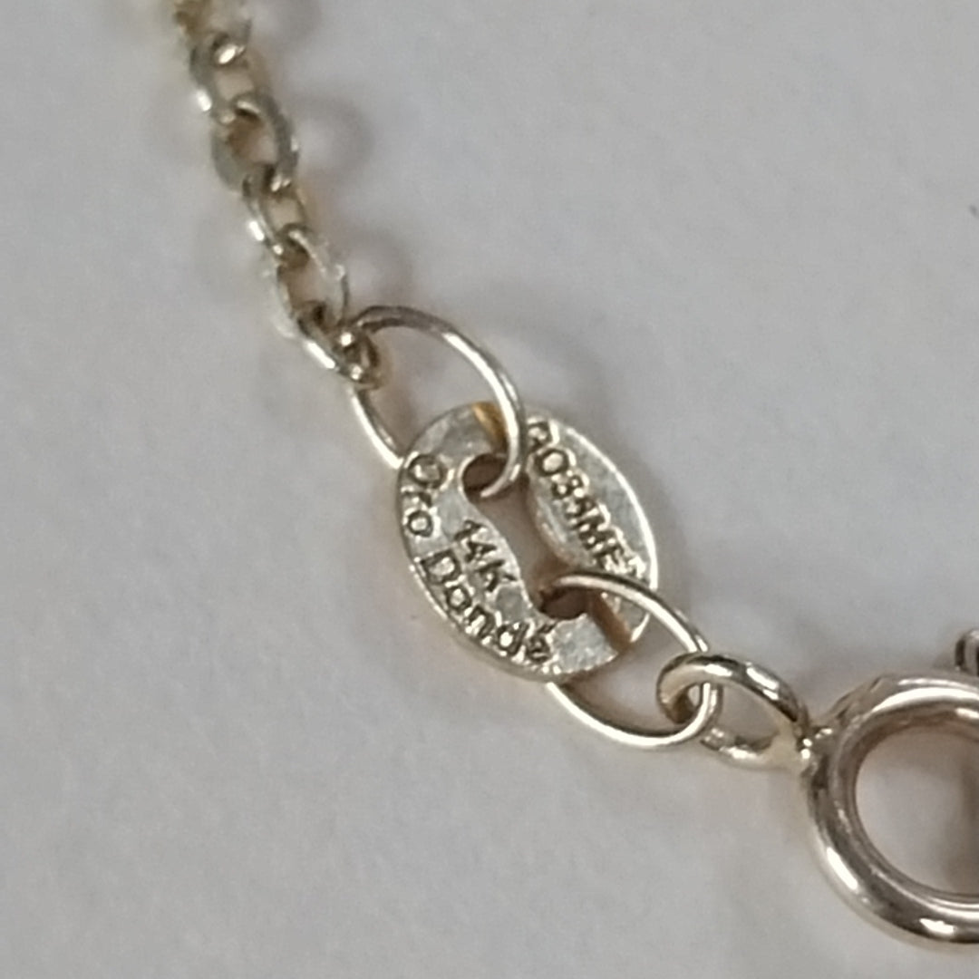 PULSERA ESP CON FIG CORAZONES 14K 18 CM 1.8 GR (NUEVO)