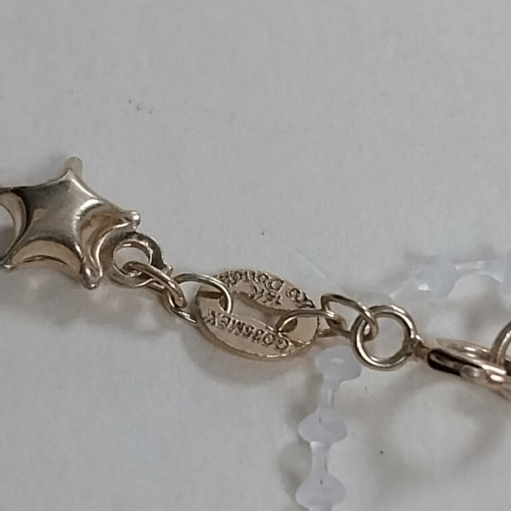 PULSERA TEJIDO ESPECIAL ESTRELLAS COMBINADAS 14K 18 CM 2.3 GR (NUEVO)